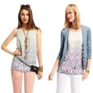 CAbi Style #250 Heart of CAbi Mosaic Print Top Tank Blouse Sz Medium Shirt